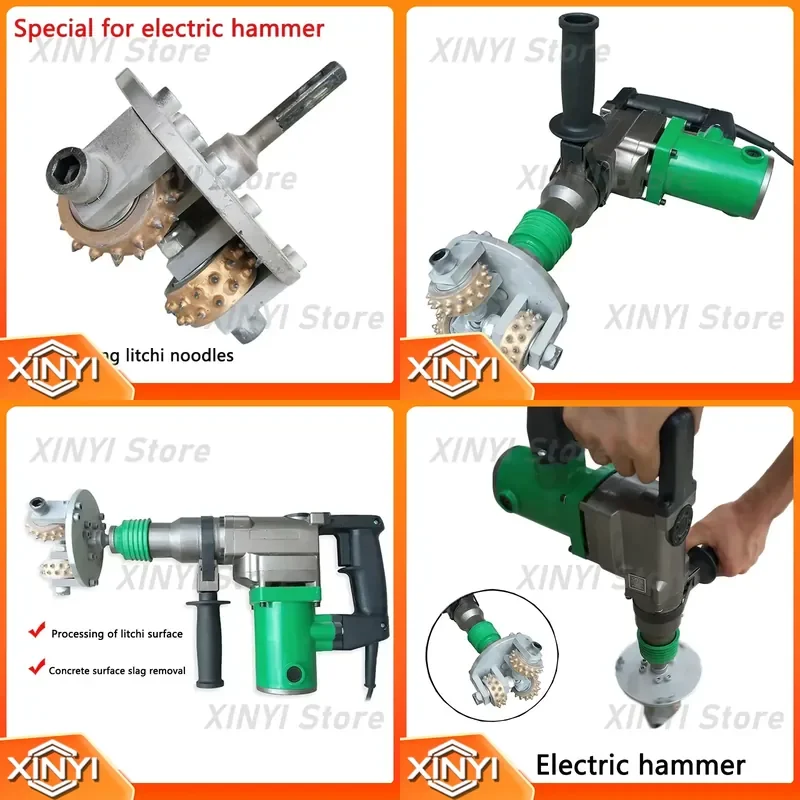 Electric Chiseling Hammer for Concrete Stone Brick Masonry Demolition Grinding Wheel Litchi Hemp Surface Alloy Plate