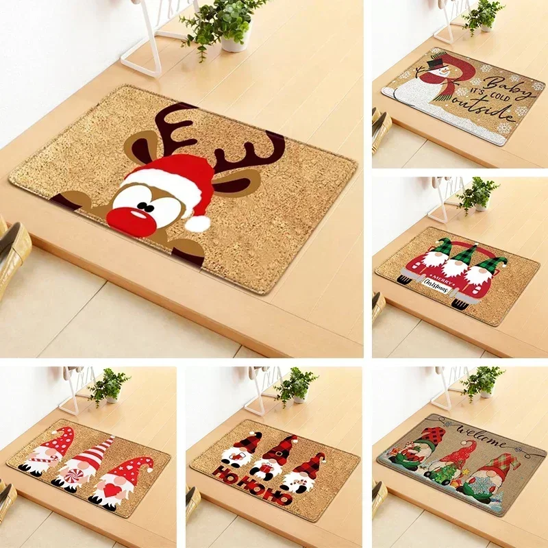 2025 Christmas Decorations Doormat,Merry Xmas Gnomes  Rug Indoor Outdoor Entrance Carpet Holiday  Decor Door Mat Badtz maru Gura