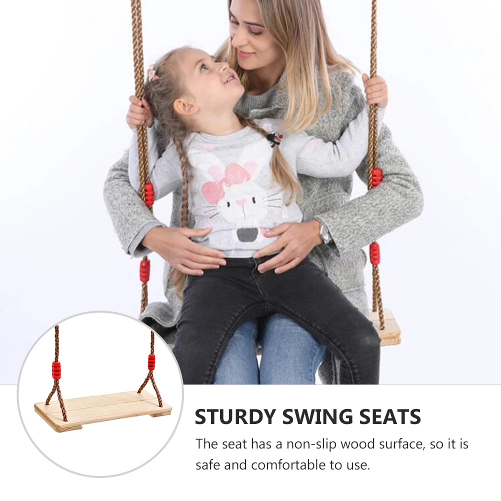 

1pc Pine Board Swing Beige Color Small Size Wood Seat Outdoor Toys Hanging Tree Swings Rope Non Slip