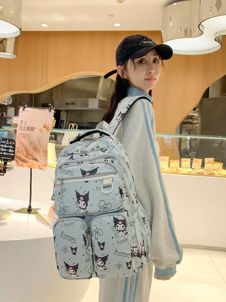 New Sanrio Kawaii Anime Cartoon series Kuromi Explosive creative fresh sweet beauty value cute girl backpack student bag gift