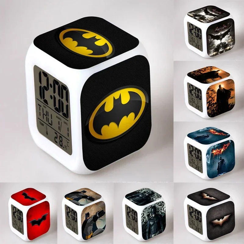 DC Anime Figure Batman Colorful Color Changing Electronic Alarm Clock Home Decoration Children Student Supplies Birthday Gifts