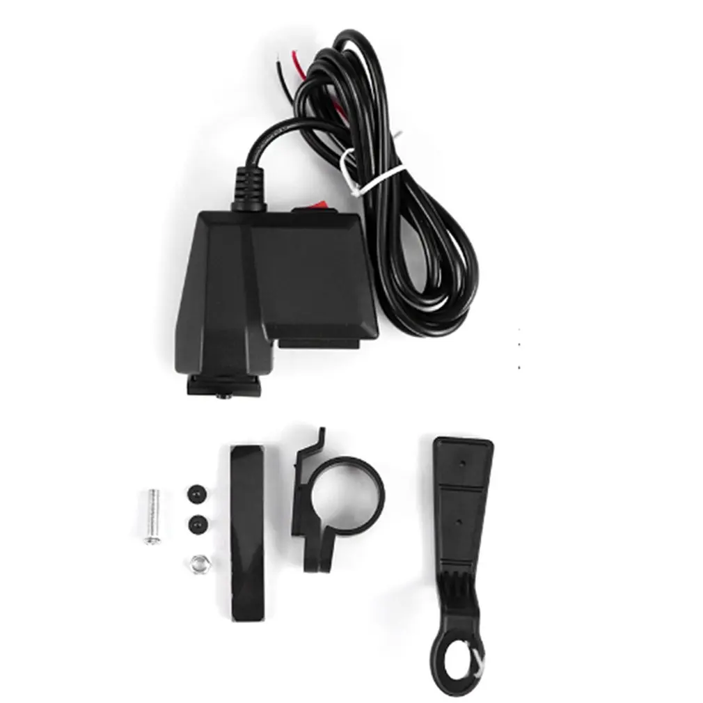 Car Motorcycle Mobile Phone Charger Adapter 10-24V Abs Waterproof Dual Usb With Switch Rv Boat Car Charger + Voltmeter