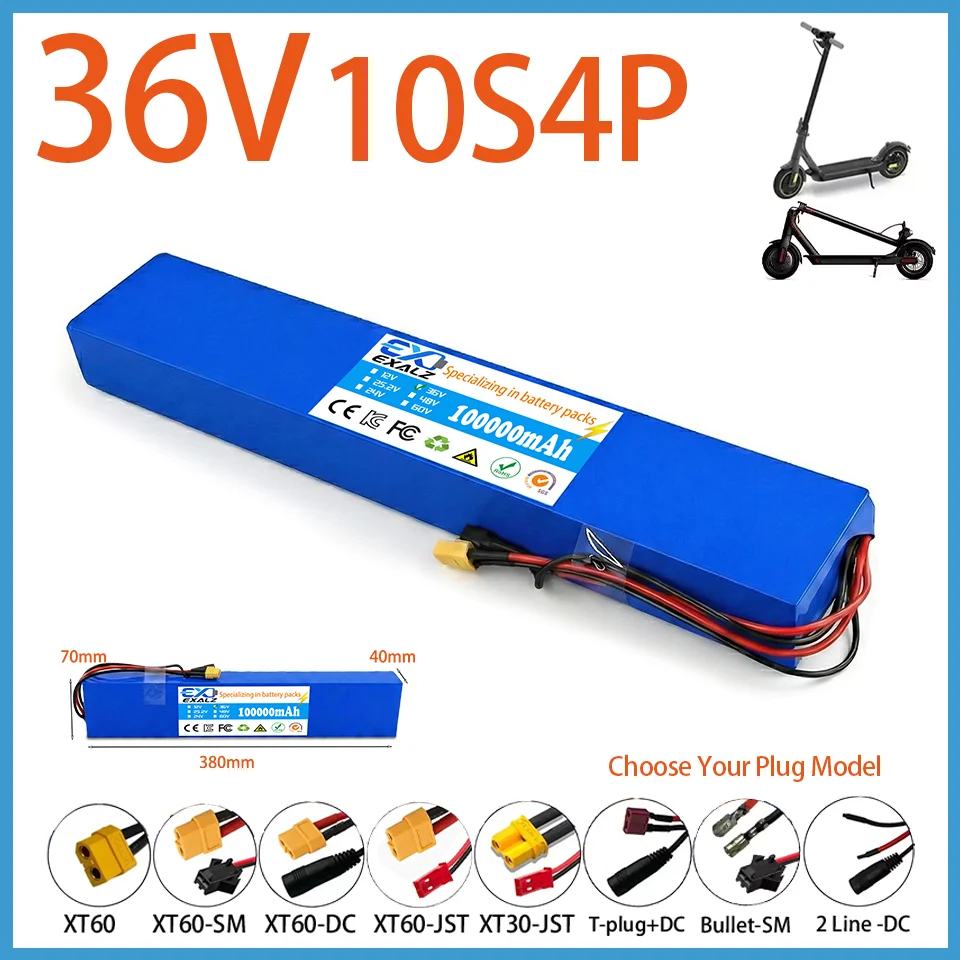 High Performance 36V Electric Scooter Battery 10S4P 100Ah 18650 Lithium Battery Pack with BMS for E-Bike High Power 42V 500W