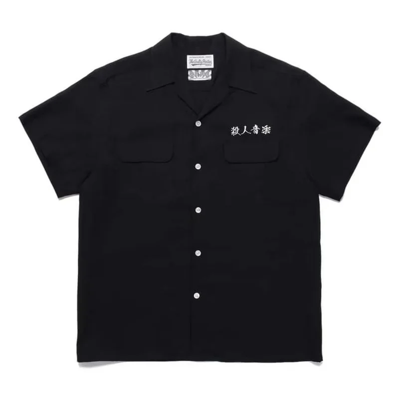 WACKO MARIA White Black High-end Embroidery Killer Music Hawaii Short Sleeve Shirt Summer Men's Women's Brand Shirt