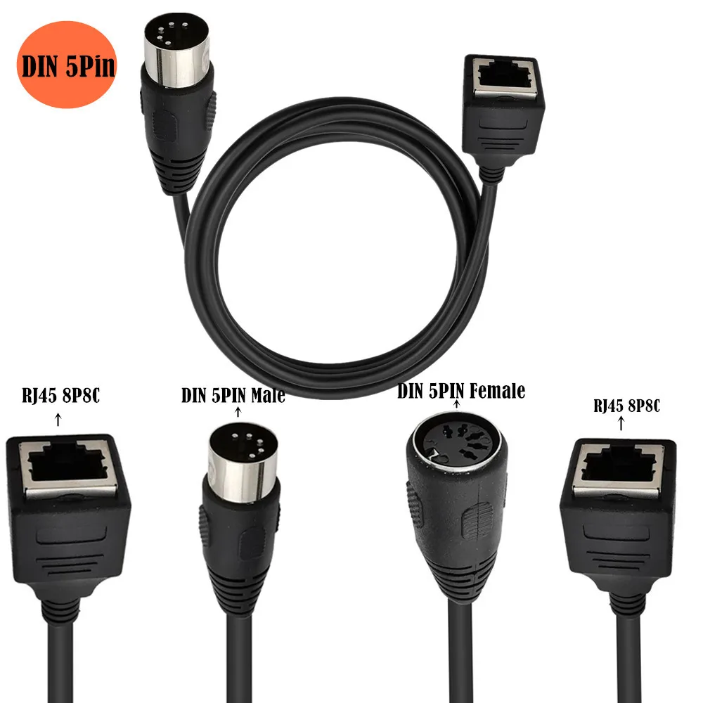 MIDI DIN 5PIN Male To Rj45 8p8c Audio Connection Cable MIDI To RJ45 Adapter Cable With Gold 5 PIN DIN 0.5/1/1.5m