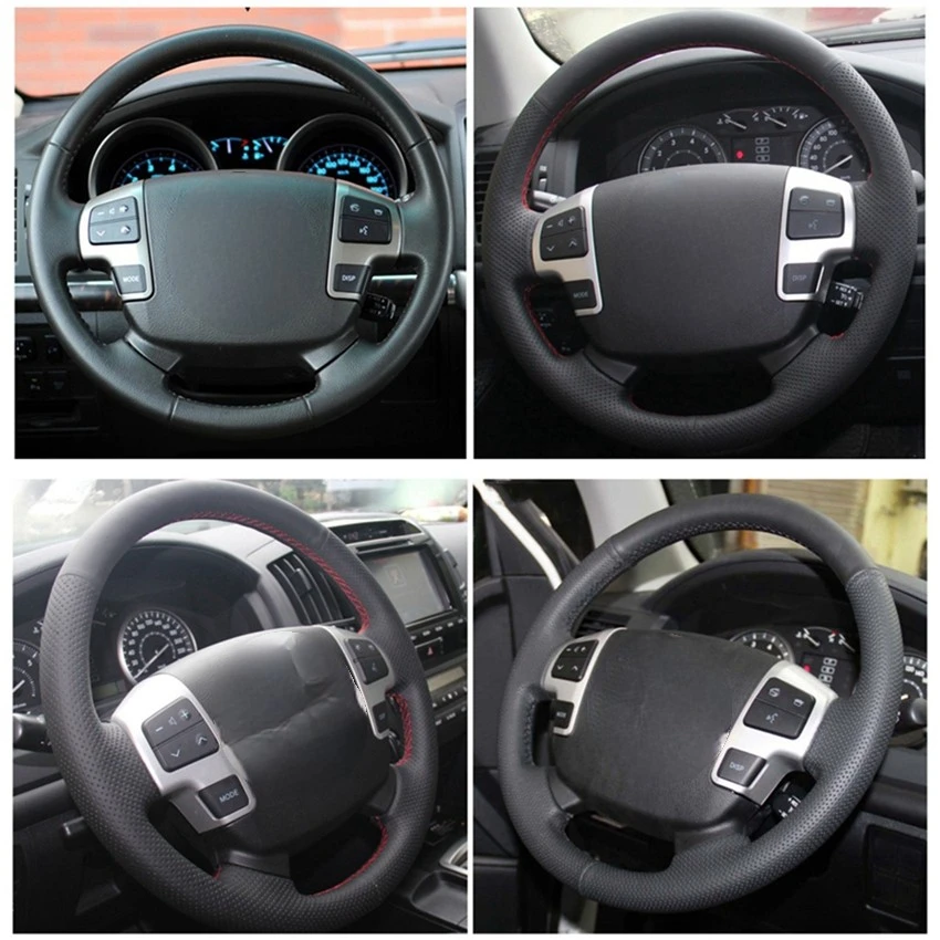 DIY Black Artificial Leather Car Steering Wheel Cover for Toyota Land Cruiser LC2008-2015 Tundra 2007- 2013