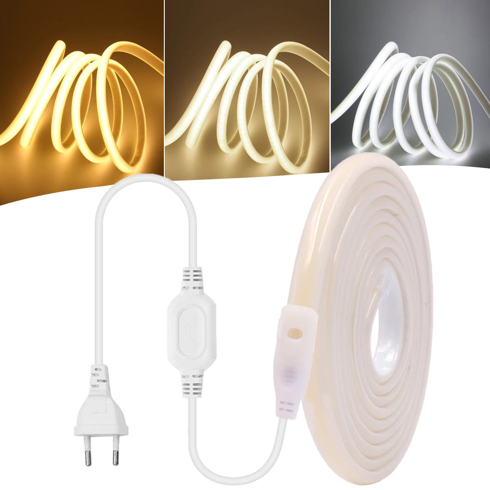 1M-40M 220V COB LED Neon Strip Light 288LEDs/m RA90 Wodoodporna taśma LED Elastyczna lampa zewnętrzna do pokoju Kuchnia z wtyczką EU UK