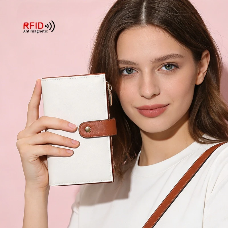 carteira-feminina-rfid-de-grande-capacidade-porta-cartoes-de-credito-bolso-com-ziper-moderno-couro-dobravel-com-alca-de-pulso-contrastante-e-porta-moedas