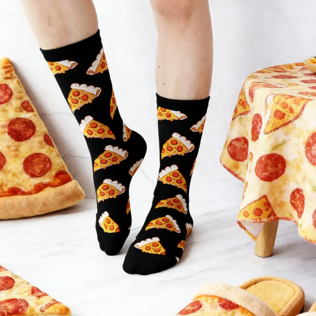 1 par de calcetines de pizza creativos y únicos, imprescindibles para buscar alimentos con un look impuesto.