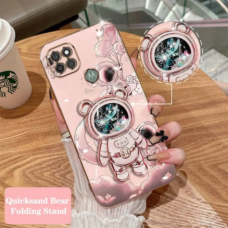 Quicksand astronauta chapeamento caso suporte do telefone para motorola moto g9 power inquebrável proteção da câmera moto g9 power volta capa