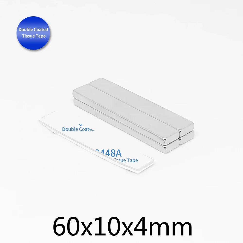 2/5/10/15/20PCS 60x10x4mm Strong Block Search Magnet With 3M Self - Adhesive 60x10x4 Strip Permanent NdFeB Magnet 60x10x4