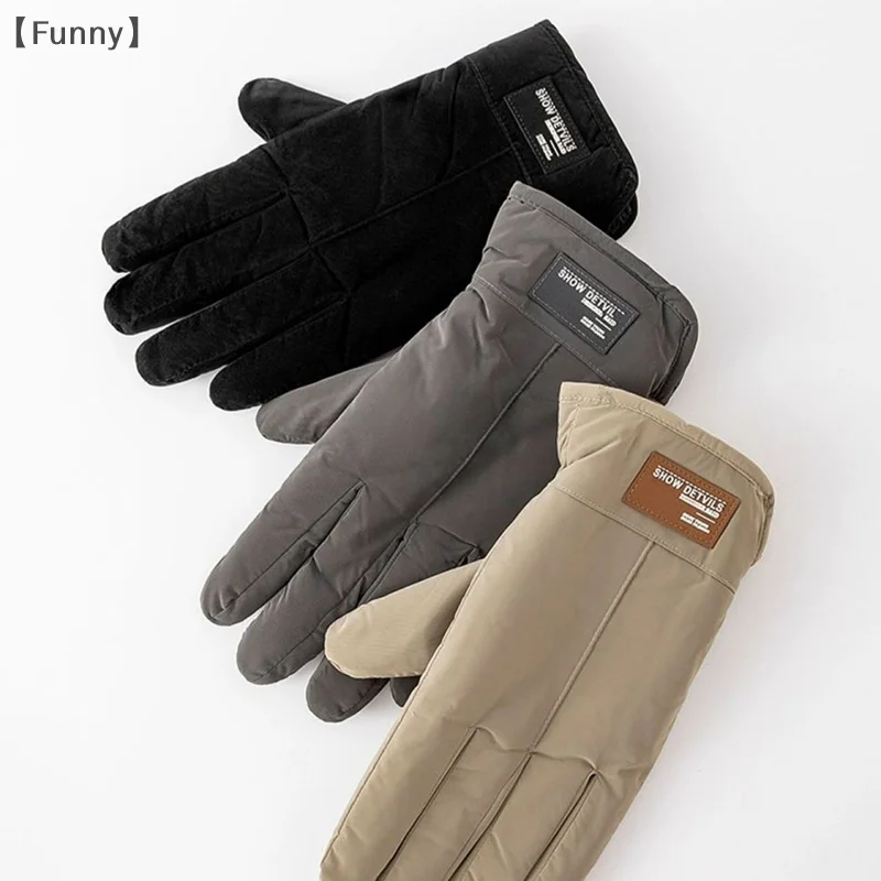 

tipo FunnyezioneMen Теплые перчатки Зимние ветрозащитные перчатки для пальцев Нескользящие спортивные велосипедные перчатки Уличные перчатки с сенсорным экраном и полным пальцем