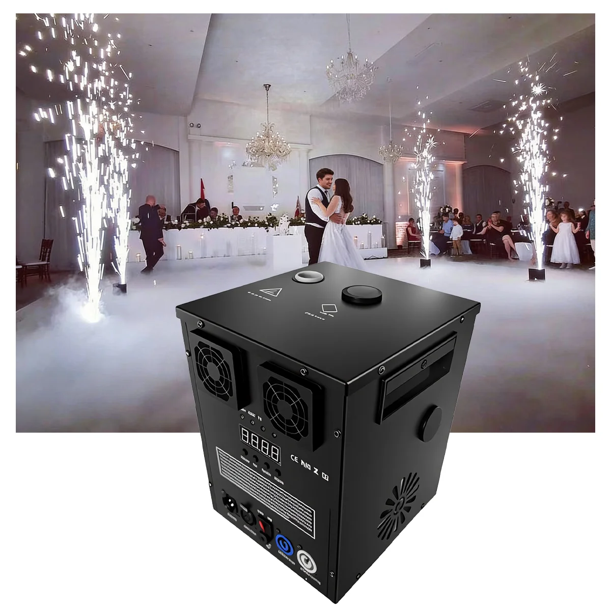 

600W Cold Spark Machine DMX Control Cold Flame Sprayer Black Electronic Spark Machine for DJ Disco Party Stage Equipment