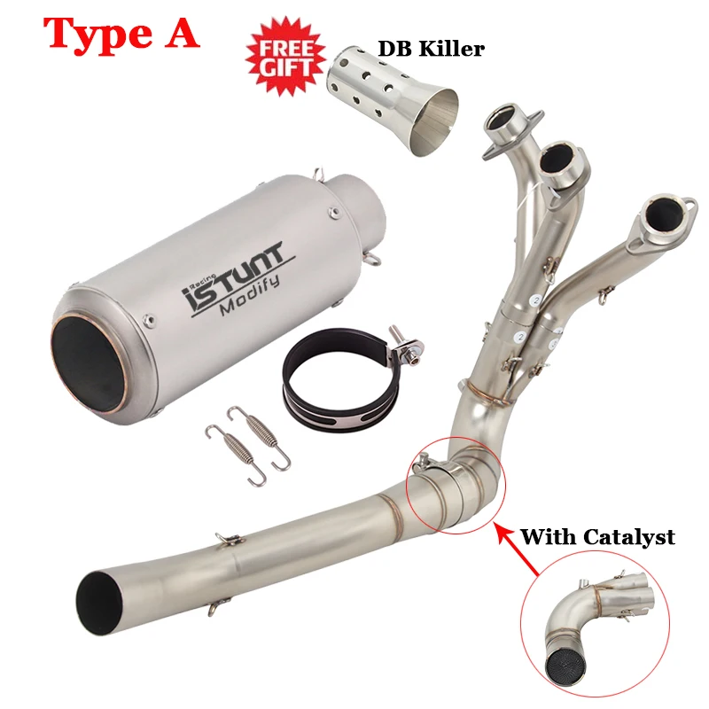 Motorcycle Exhaust Full Escape Catalyst For Yamaha MT09 Tracer 9 GT XSR900 2020-2024 Front Link Pipe Carbon Muffler DB Killer