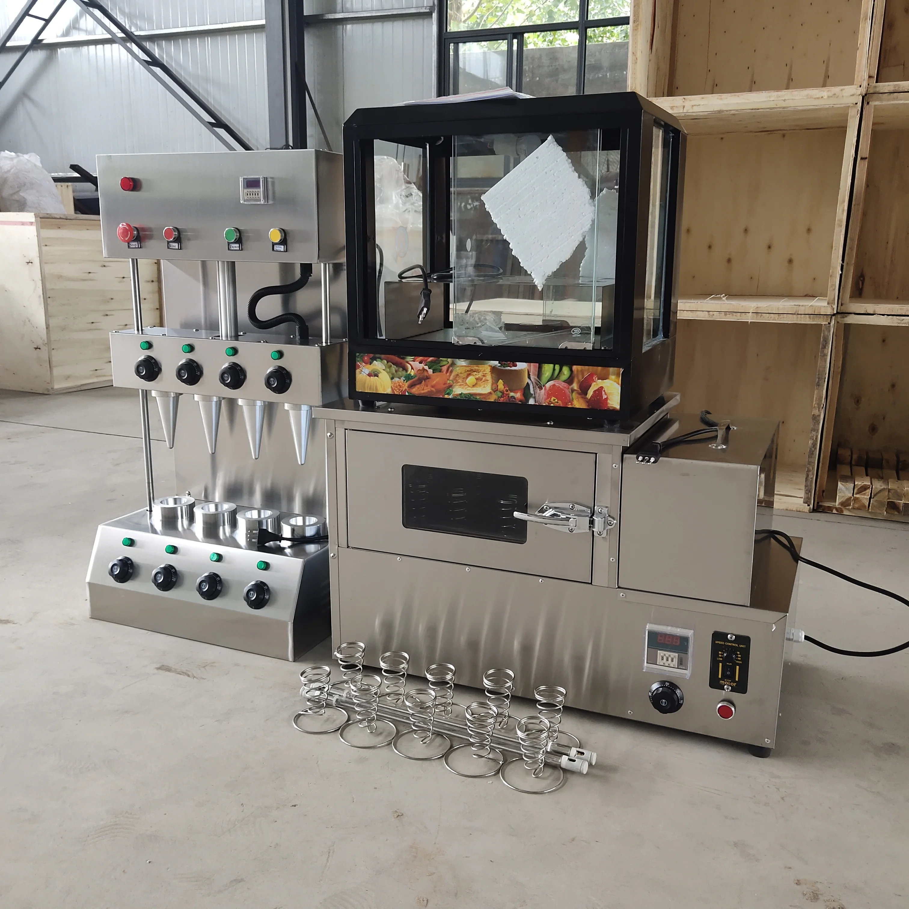 Rvs Krokante Ijsje Making Machine Set Pizza Kegel Making Machine Bladerdeeg Gebak Voormalige Deeg Kegel Pizza Machine