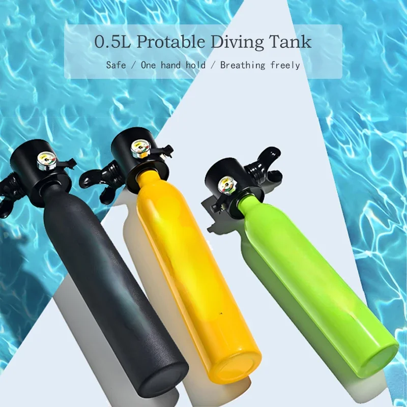 With Snorkeling Mask 0.5l High Oxygen Cylinder For Diving Mini Scuba Tank Black Green Yellow Diving Breathing