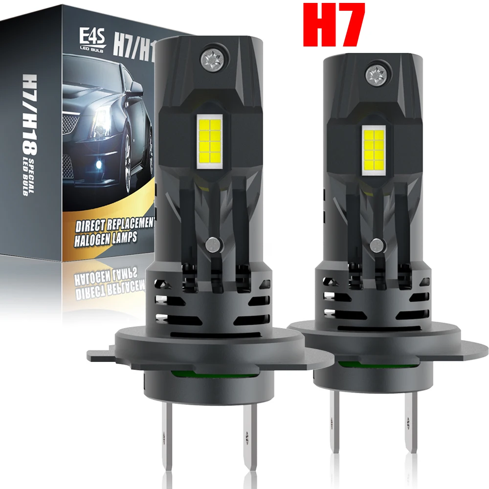 2pcs High Power H7 LED Headlight Bulbs Super Bright Powerful No Adapter Required Car Turbo Diode White Moto Fog Lamp 12v 55W H18