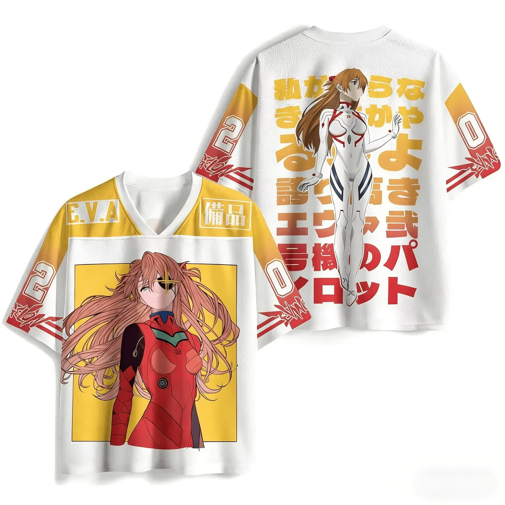 

2026 New Gospel Warrior Kids Short Sleeved V-neck E.V.A NERV Logo Printed T-shirt Adult Anime Mecha Fans Casual Streetwear Top