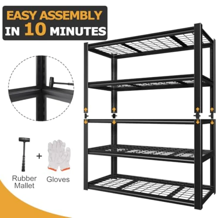 رفوف جراج شديدة التحمل 72 ساعة بسعة 3000 رطل، أرفف تخزين معدنية قابلة للتعديل من 5 طبقات لمرآب الطابق السفلي في المستودعات #6