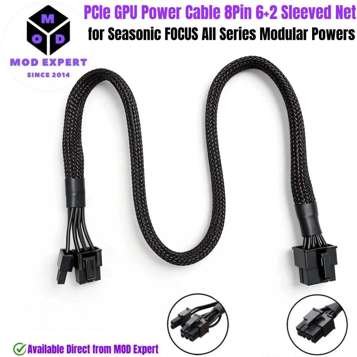 PCIe GPU Power Cable Single 8Pin Braided Net for Seasonic FOCUS Gold & Platinum 1300W, 1000W, 850W, 750W, 650W, 550W Modular PSU