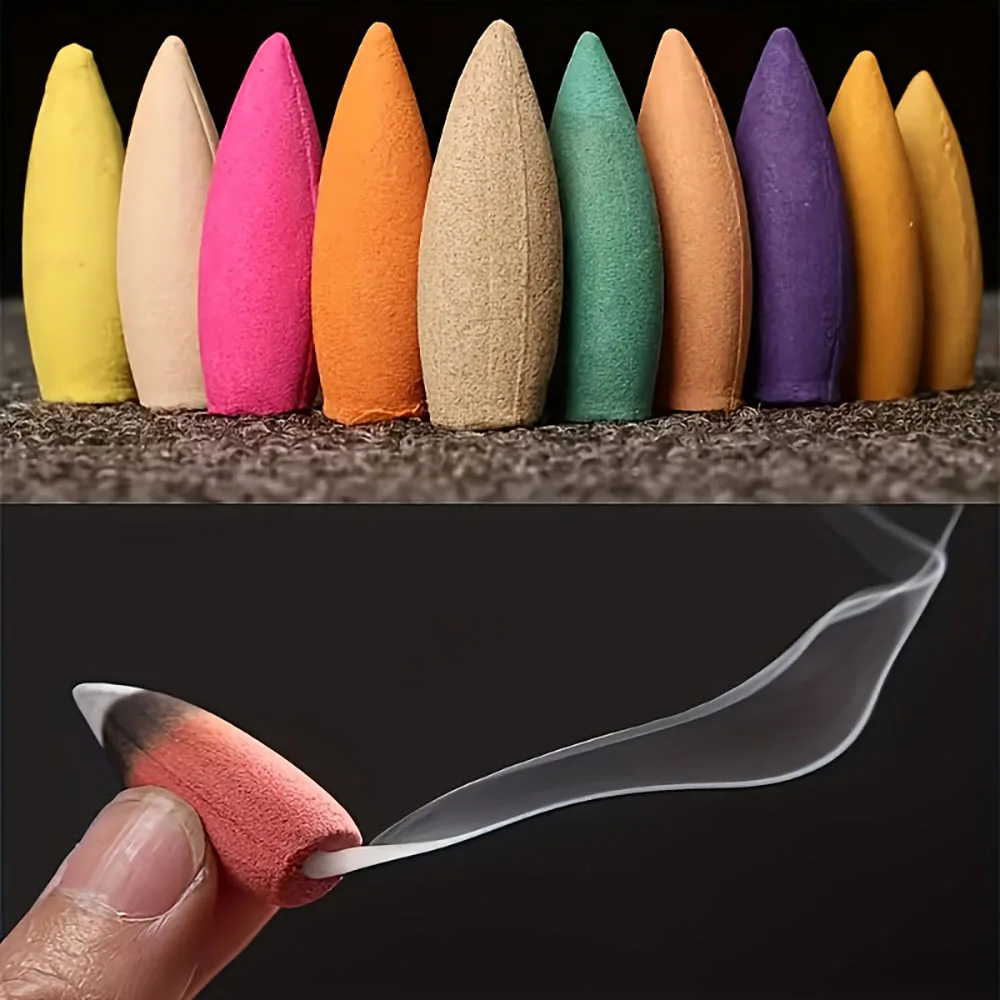 Incienso de reflujo de cascada Big Spark - 16 minutos de tiempo de combustión, colores vibrantes (sándalo, té verde, rosa, jazmín, lavanda, hierba de limón, madera de agar, artemisa, flor de cerezo) para yoga, hogar, oficina y uso exterior, chispa