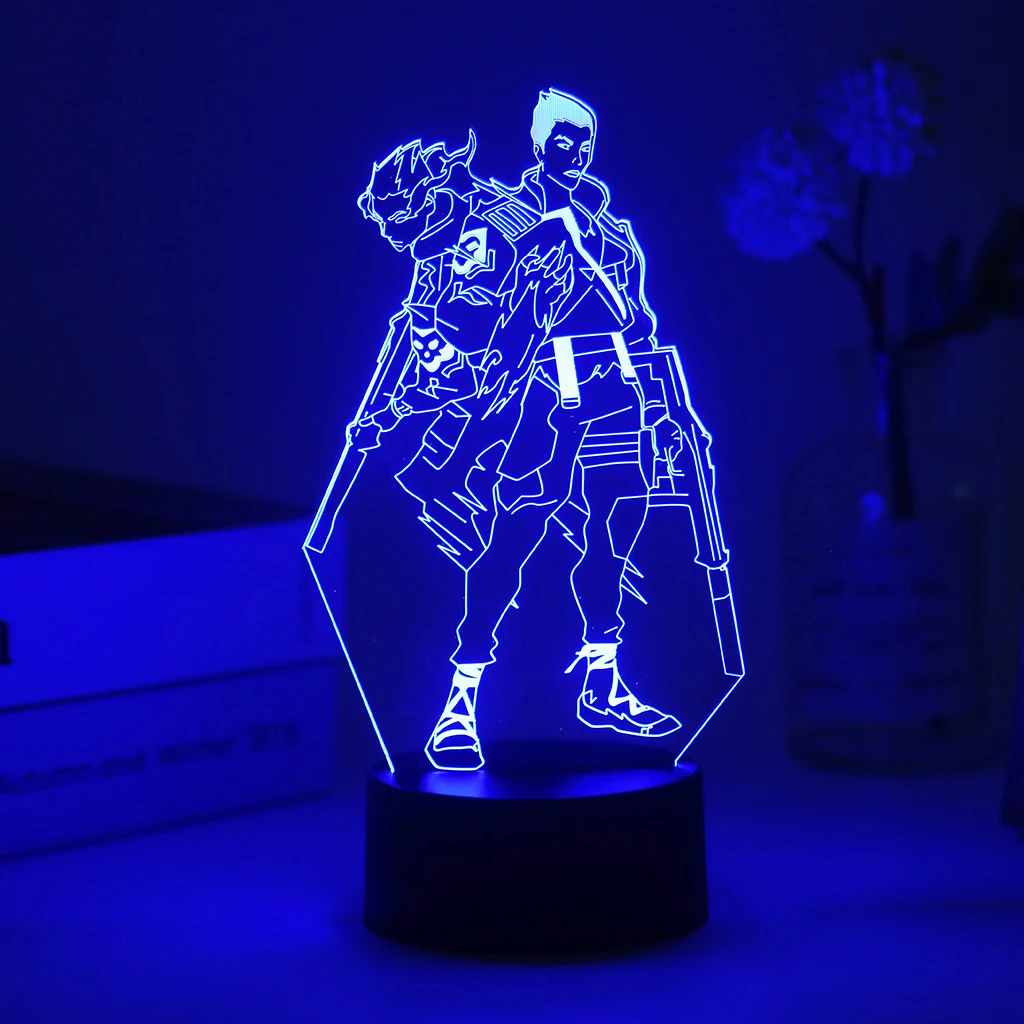 Hot Gaming Valorant Yoru 3D led Nightlight Omen Reyna Figure Colorful Table Lamp For Gamer Game Room Light Decor Dropshipping