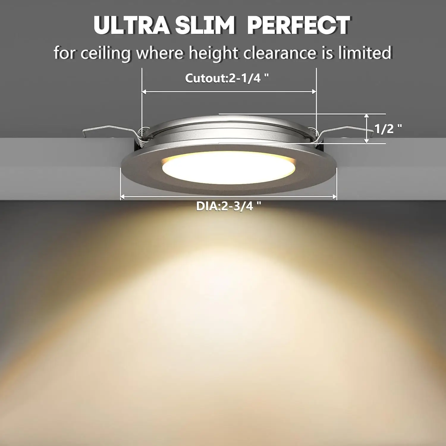 Paquete de 5 luces empotrables de techo de aluminio, disco de luz LED de 12V para Camper, camión, caravana, barco, techo debajo de la iluminación del gabinete