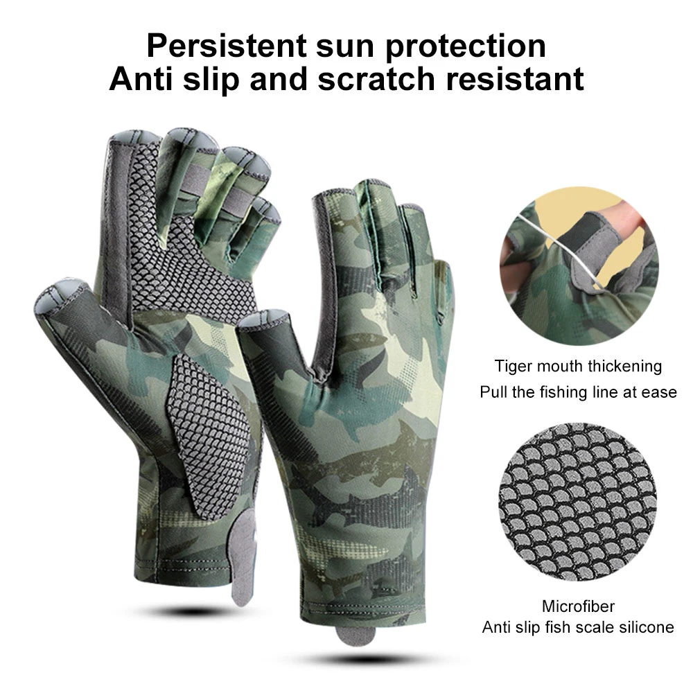 Outdoor Fishing Men Women Gloves Anti-Slip Breathable Half Finger Gloves Cycling Gloves High Elastic Boating Gloves For Mlae