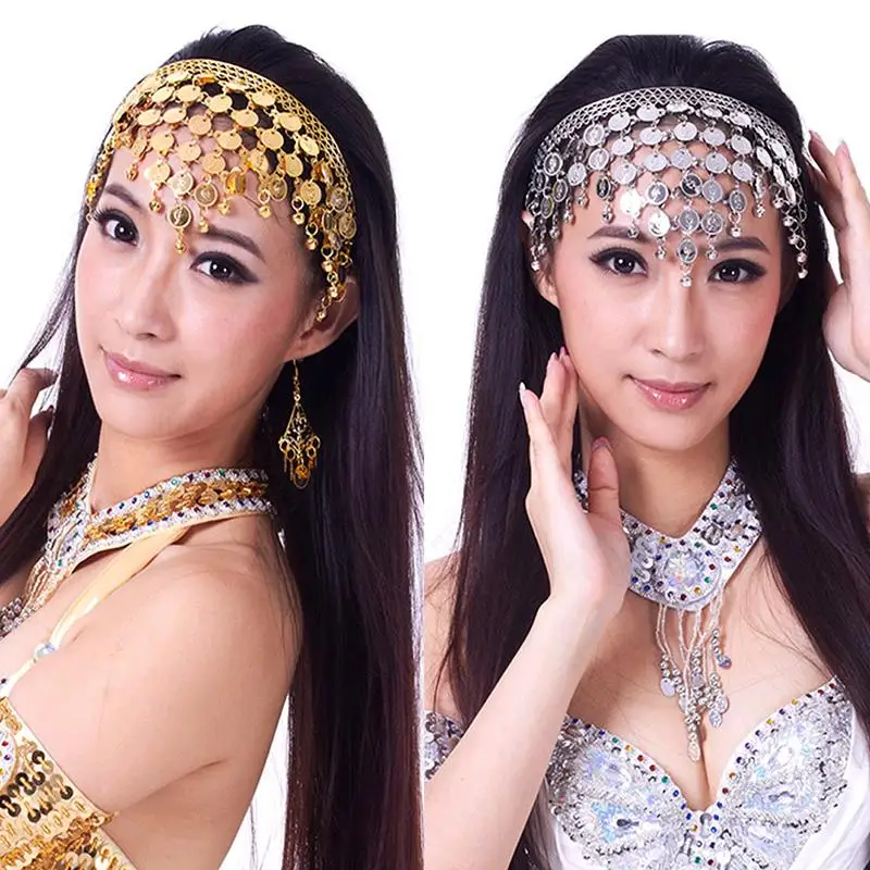 

N7YF Belly Dance Hair Band Costume Dancing Coin Sequins Headbands