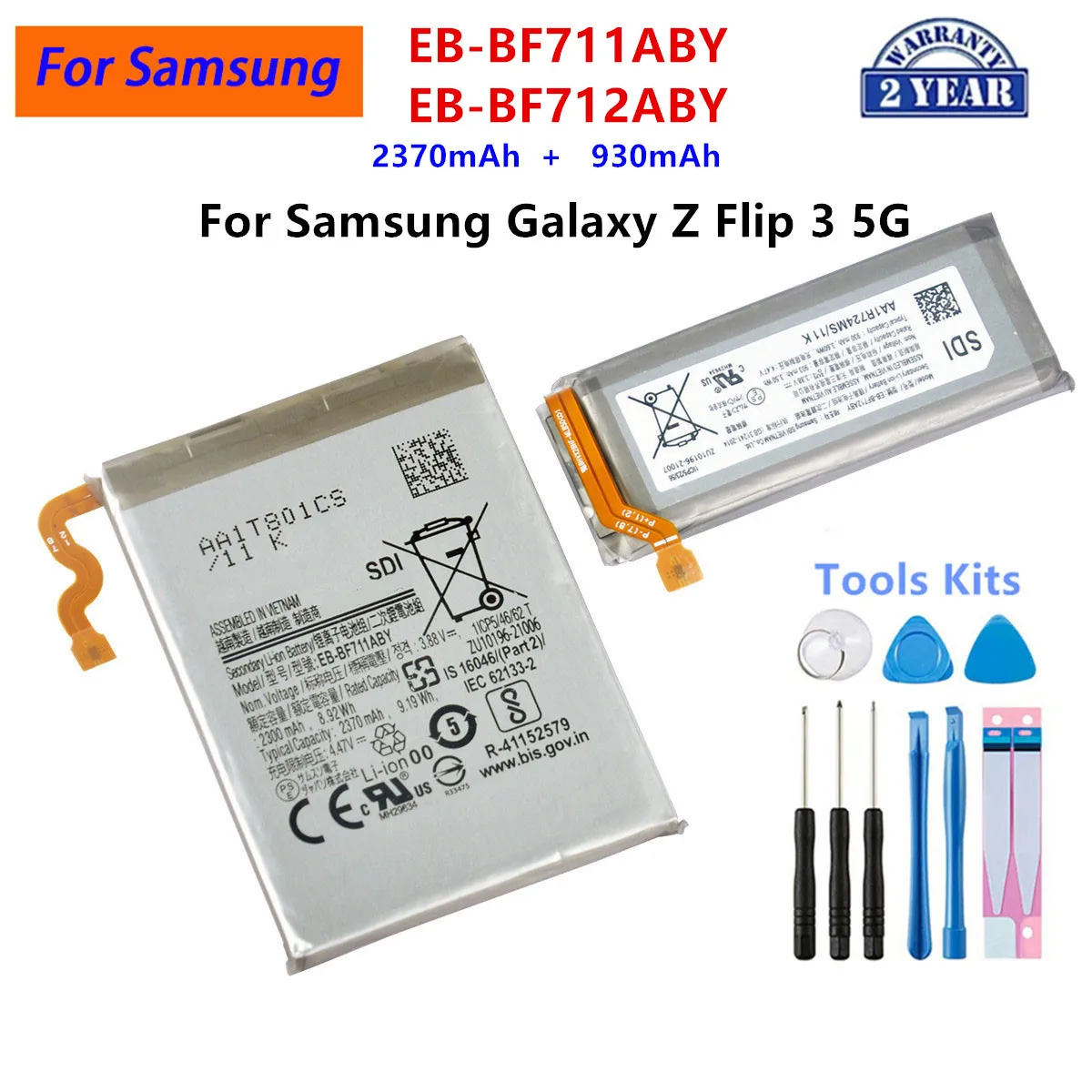 Brand New EB-BF711ABY EB-BF712ABY Battery For Samsung Galaxy Z Flip 3 Flip3 5G F711 F711B F712 SM-F711B Batteries+Tools