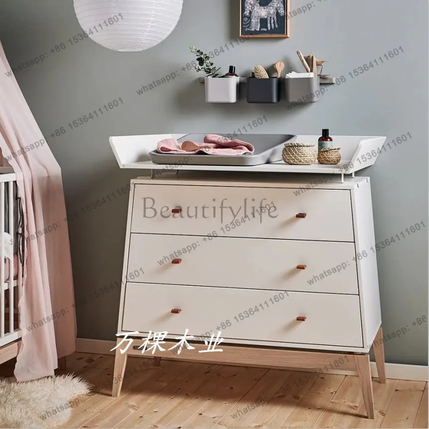 Zj. Log color care table diaper table simple bedroom drawer locker customization