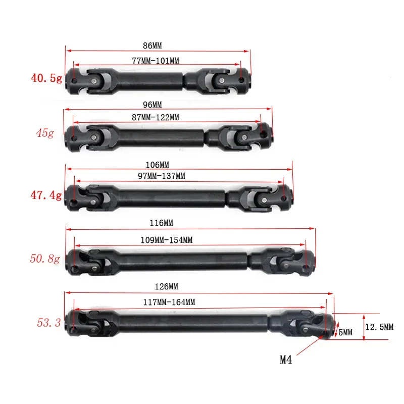 95-110MM 105-140MM Hardened Steel Drive Shaft for 1/10 RC Crawler Car Axial SCX10 90046 CAPRA TRAXXAS TRX4 Redcat Gen8