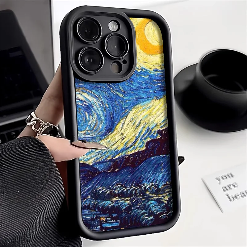 

Oil Painting Phone Case For iPhone 11 Case iPhone 16 13 15 12 14 Pro Max X XR XS 7 8 Plus SE 2020 Soft Shockproof Matte Cover