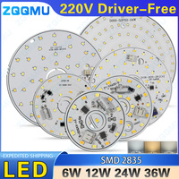 220V Driver-Free Light Board LED Ring Panel Round Light 8W 12W 18W 24W 36W 48W 3 Colors LED Round Ceiling Light Panel Light Bulb