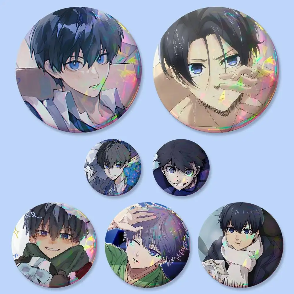 1 Stück Comic Isagi Yoichi Abzeichen 25 32 44 58 75 mm Runde Cosplay-Pins Taschendekoration Fansammler Freunde Geschenke Brosche Souvenir