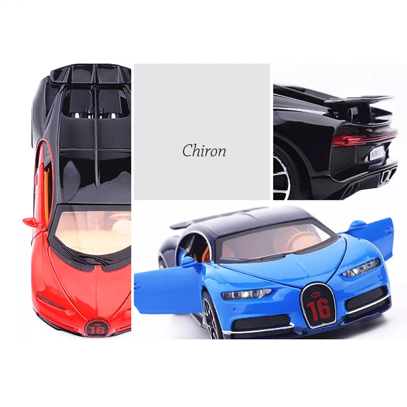 Chiron 1/32 sports car Metal Toys Simulation Diecast Alloy Miniature Sound Light Pull Back collection display fast furious gift