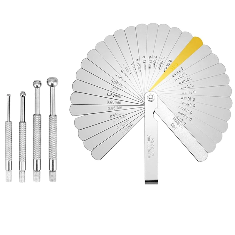 Telescoping Bore Gauge Set Stainless Steel Bore Gauge Set 1/8Inch To 1/2Inch Range And Steel Feeler Gauge Dual Marked