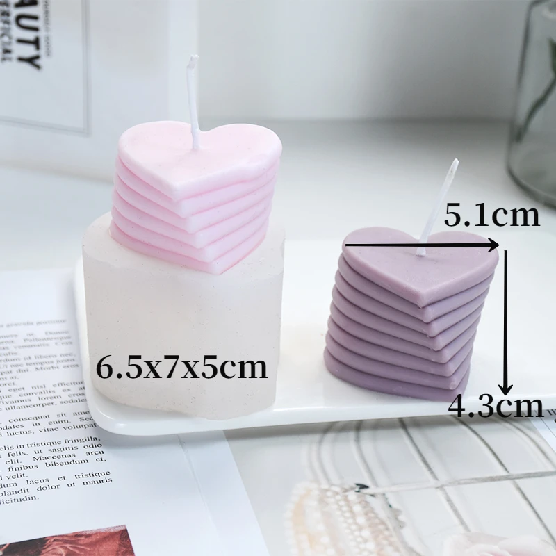 3D Roterende Liefde Kaars Schimmel Stapelen Hartvormige Aromatische Kaars Gips Proces Hars Zeep Taart Decoratie Schimmel Handgemaakte Mallen