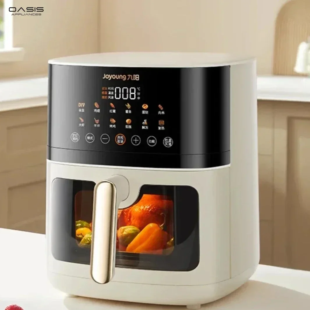 5L Large Capacity Air Fryer with Non-turning Fry Basket and Visible Window. Multifunctional. Oil-less.