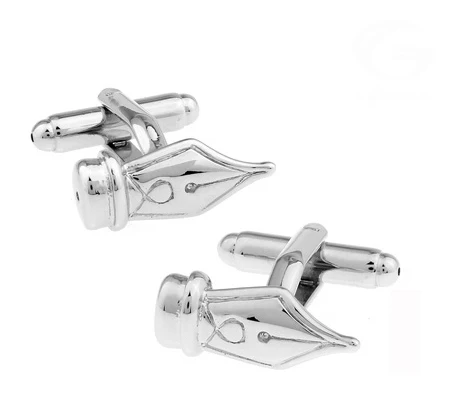 Fountain Pen Design Cufflinks Non-rusting Silver Color Cuff Links Wholesale&retail Quality Brass Material