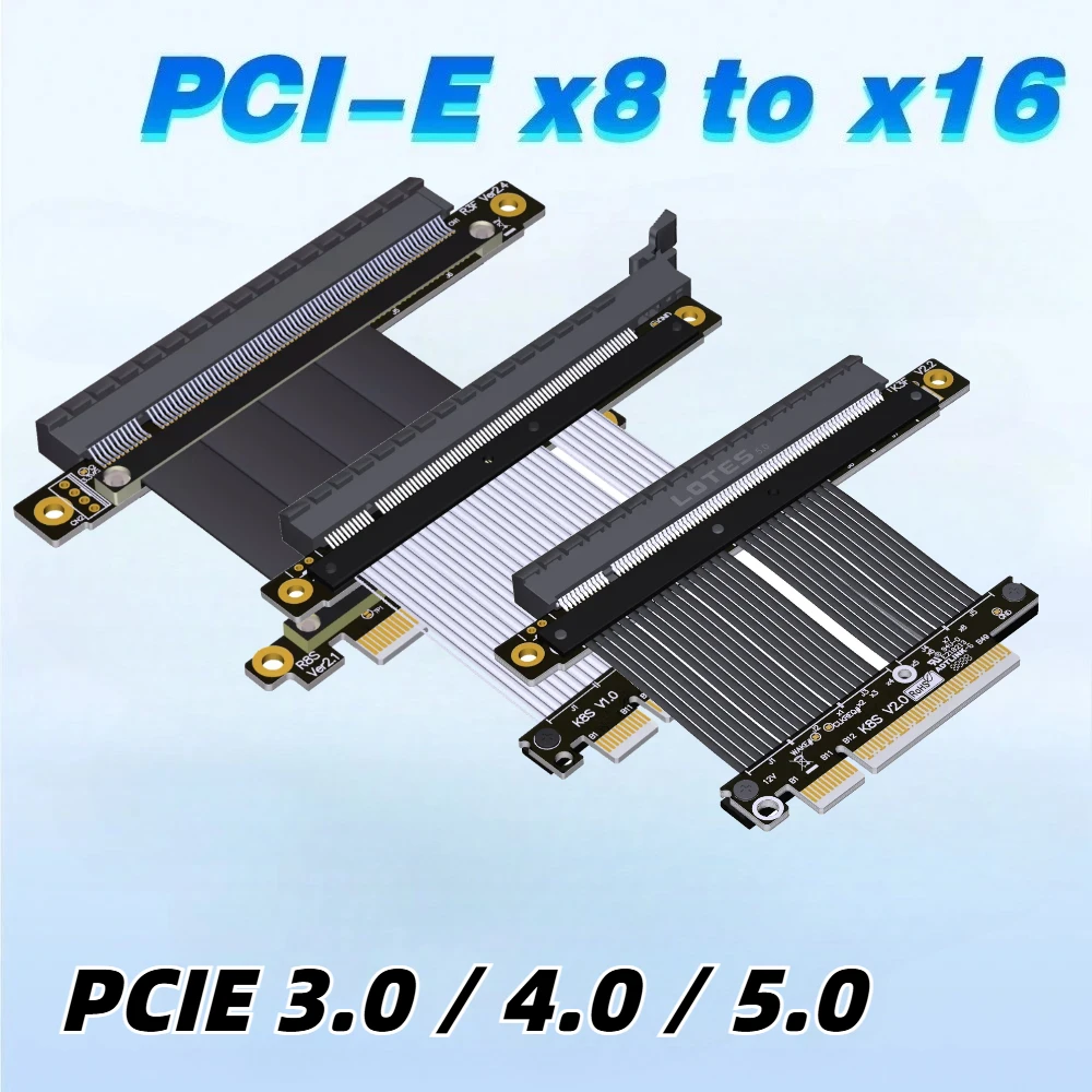 PCI-E 5.0 4.0 3.0 X8 Riser Cable Adapter X16 PCI-E 4.0 U2 8X To 16X Extender Cord For X8 To X16 Graphics Card K83 Series Chassis