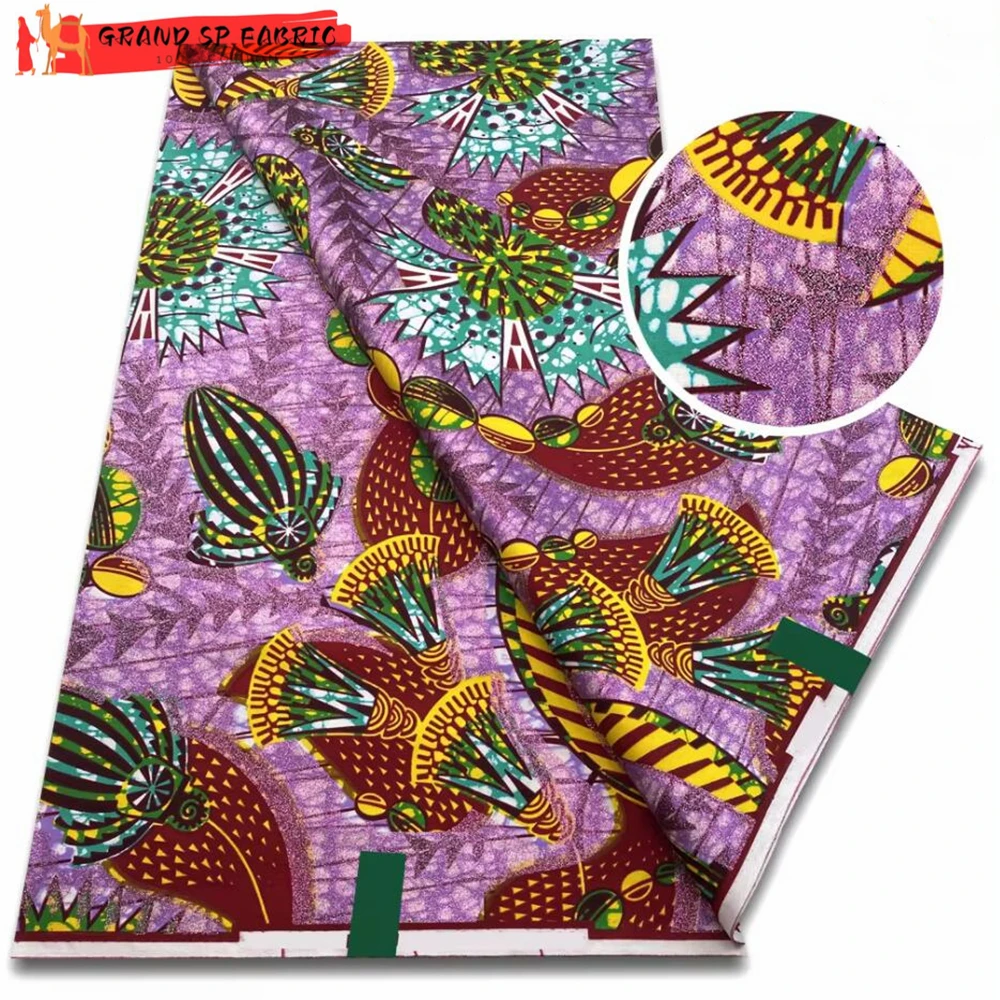 Grand Super 100% Cotton African Wax Fabric High Quality Wax Print Ankara Fabric For Sewing 6yards Women Fabric VLS3126