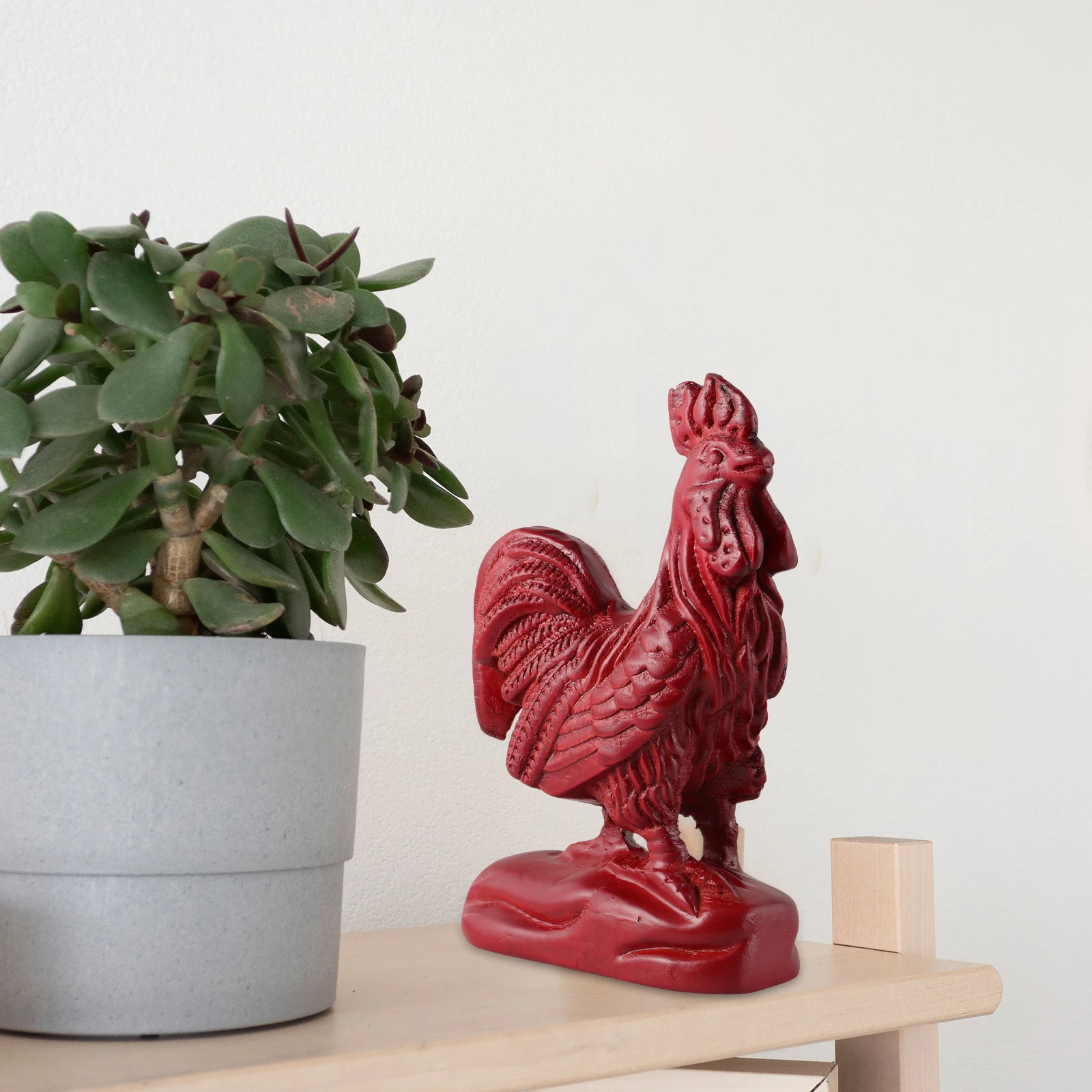 

Wooden Rooster 15cm Wood Carving Figurine Chicken nament Home Decor Animal Wood Craft Rooster Figurine Sculpture Miniature