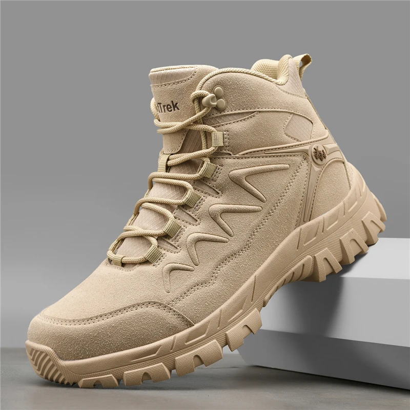Men's Outdoor Hiking Boots, Fashionable High Top Hiking Men's Shoes, Outdoor Tactical Combat Military Boots, Sizes 39-47