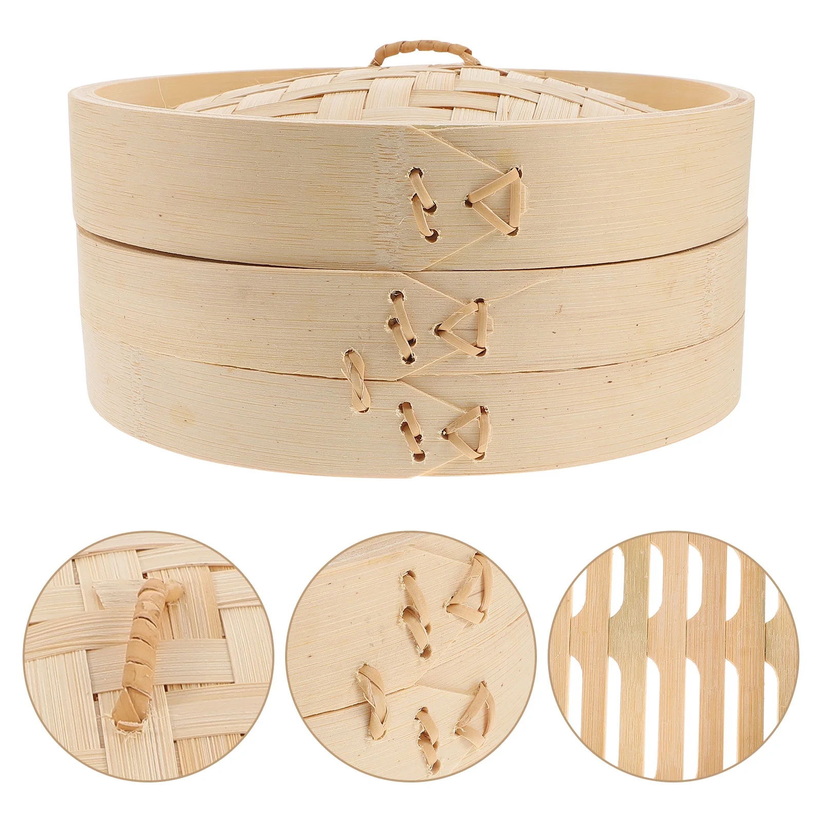 

Steamer Covered Bamboo Practical Bun Dumpling Basket Cookware Food Steaming Kitchen Accessory Tool Convenient Cooking Household