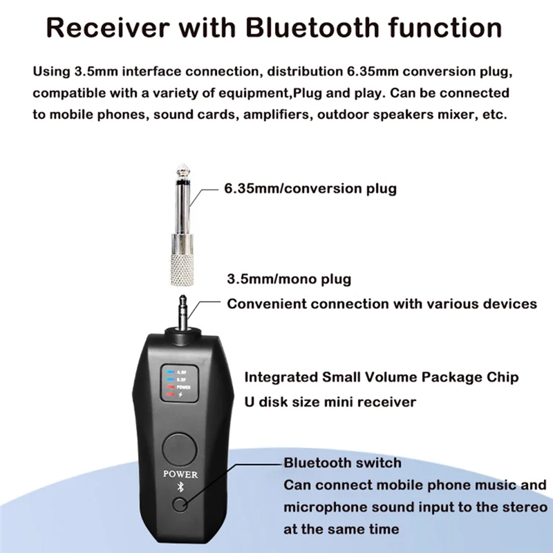 

Suitable UHF Wireless Handheld Karaoke Microphone System Bluetooth Receiver Performing Professional Home Reverb High And Low Bas