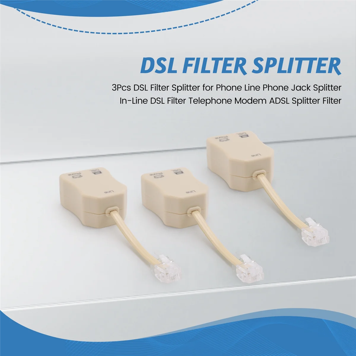 Practical-3Pcs DSL Filter Splitter für Telefon Linie Telefon Jack Splitter In-Line DSL Filter Telefon Modem ADSL Splitter filter