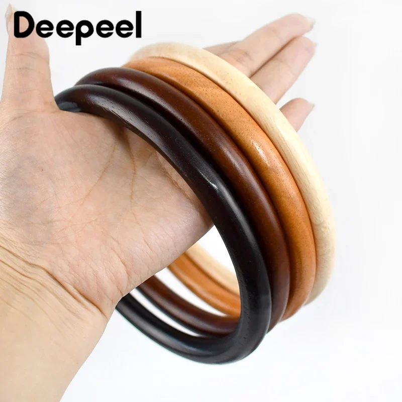 2Pcs Deepeel 11/14cm Solid Wood Handle Wooden Ring Oak Handbag Purse Frames Diy Handmade Bag Sewing Brackets Kiss Clasp Handles