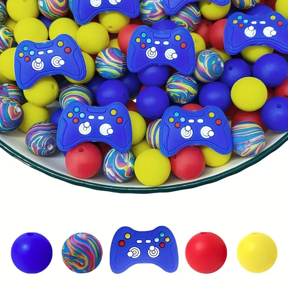 5/25PCS Gaming Series Silicone Bead Set, Perfect for DIY Handmade Crafts Such as Keychains, Necklaces, Bracelets, Etc