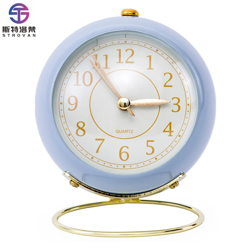 Jam Meja Elektronik Mewah Logam Anak Klasik Minimalis Jam Alarm 3D Lucu untuk Meja Samping Tempat Tidur Jam Meja Bercahaya Hadiah untuk Anak